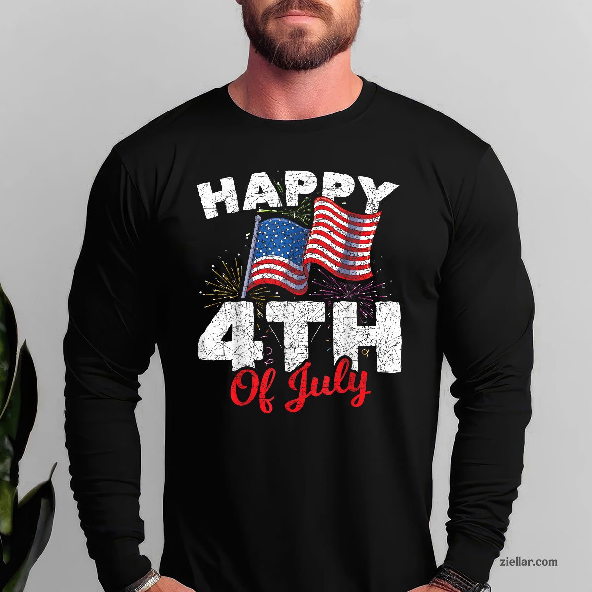Happy 4th Of July Patriotic American US Flag Long Sleeve Shirt