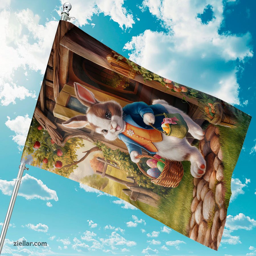Happy Easter Bunny Garden Flag 12x18 Inch Double Sided Yard Decor for Outside