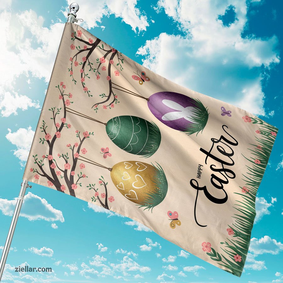 Happy Easter Garden Flag 12x18 Inch Double Sided Spring Yard Decor with Eggs