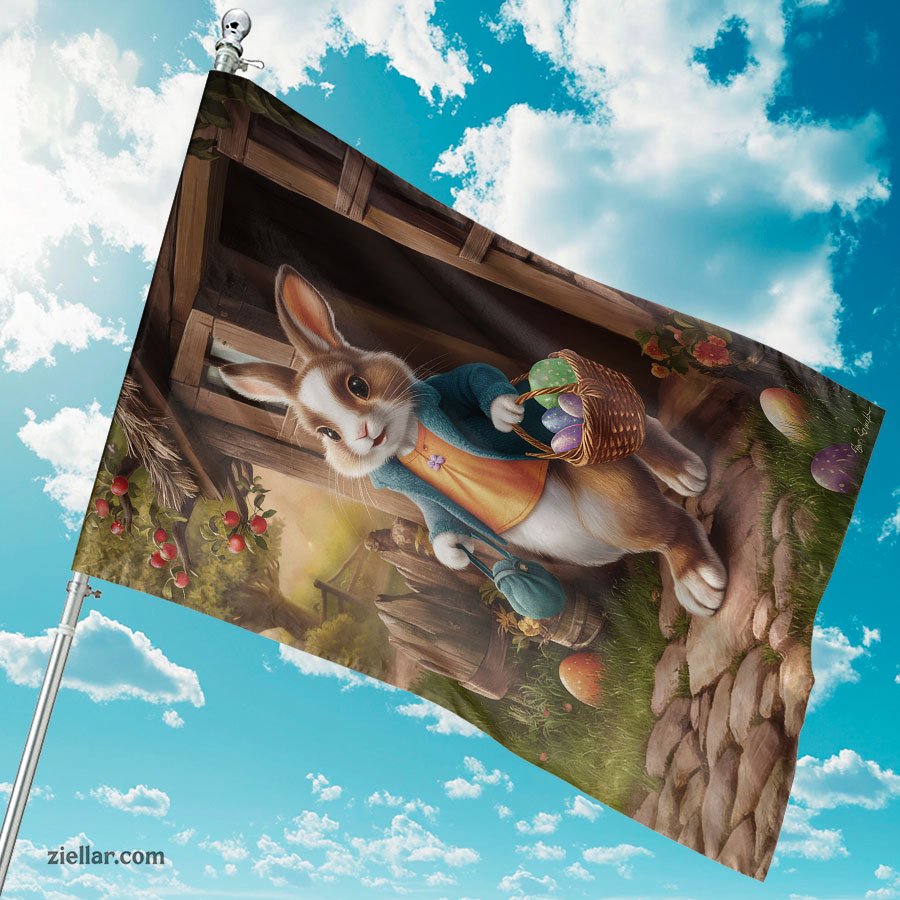 Happy Easter Garden Flag 12x18 Inch Double Sided Rabbit Yard Decor for Outside