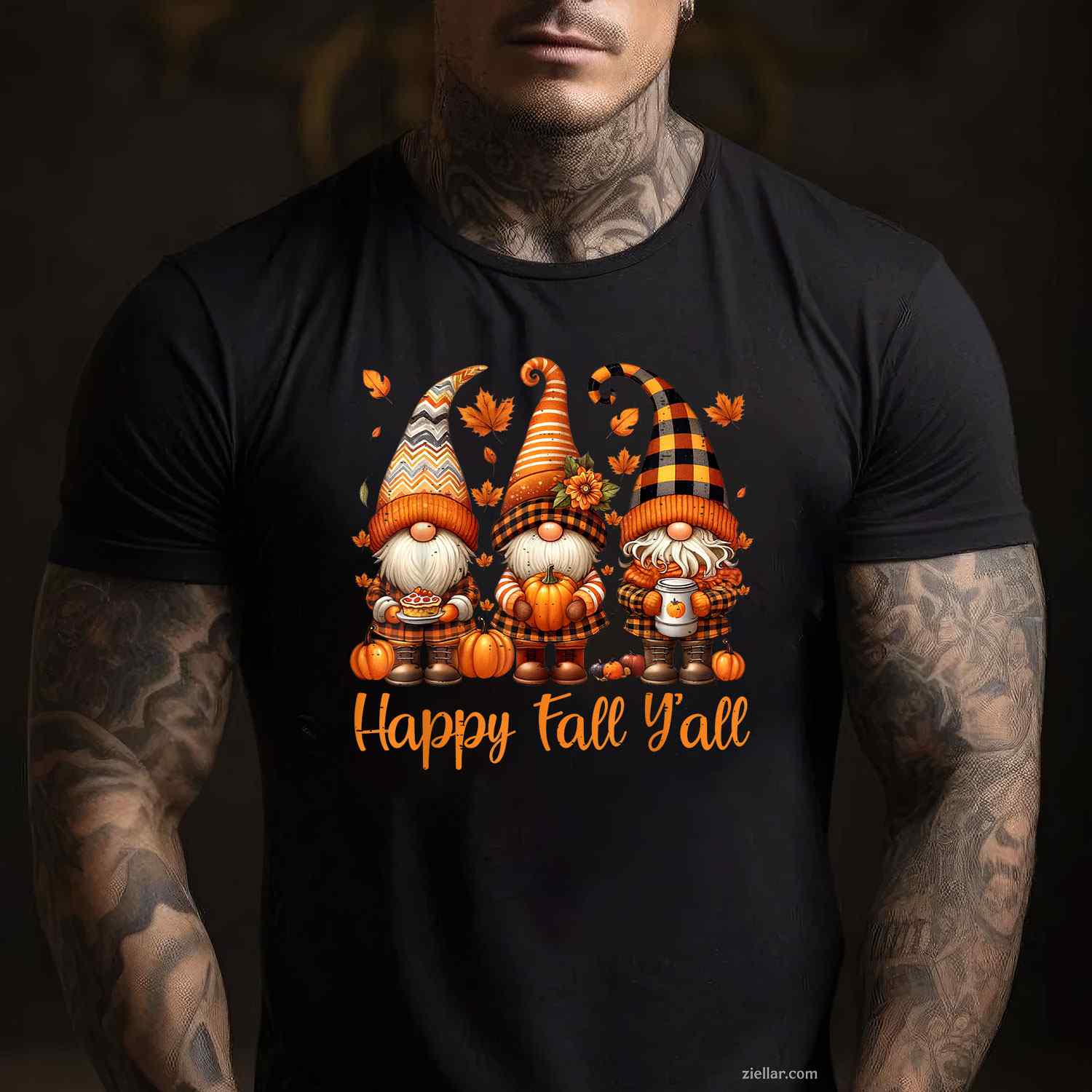 Happy Fall Y'all Gnome Pumpkin Autumn Thanksgiving Men Women T-Shirt and Tee for Adults Men Women Unisex