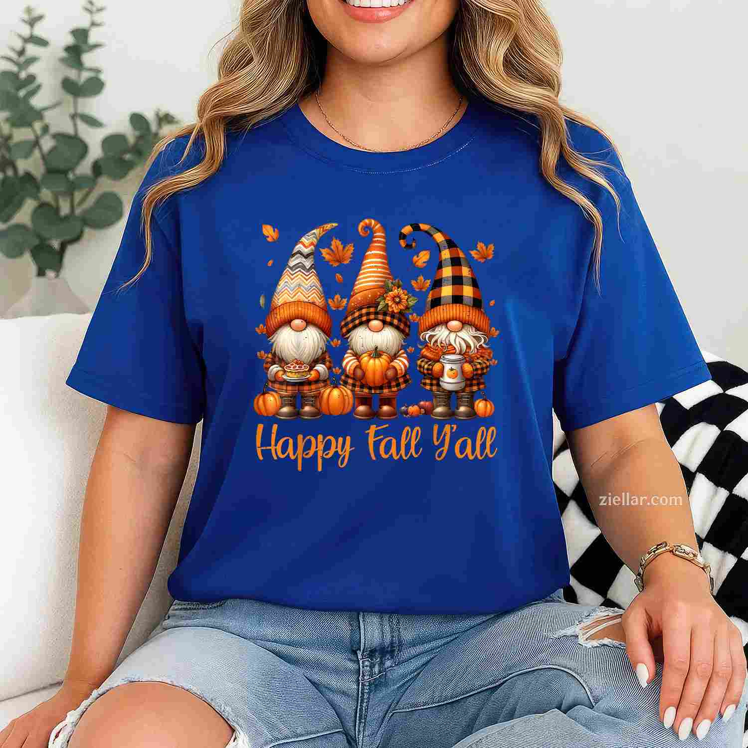 Happy Fall Y'all Gnome Pumpkin Autumn Thanksgiving Men Women T-Shirt and Tee for Adults Men Women Unisex