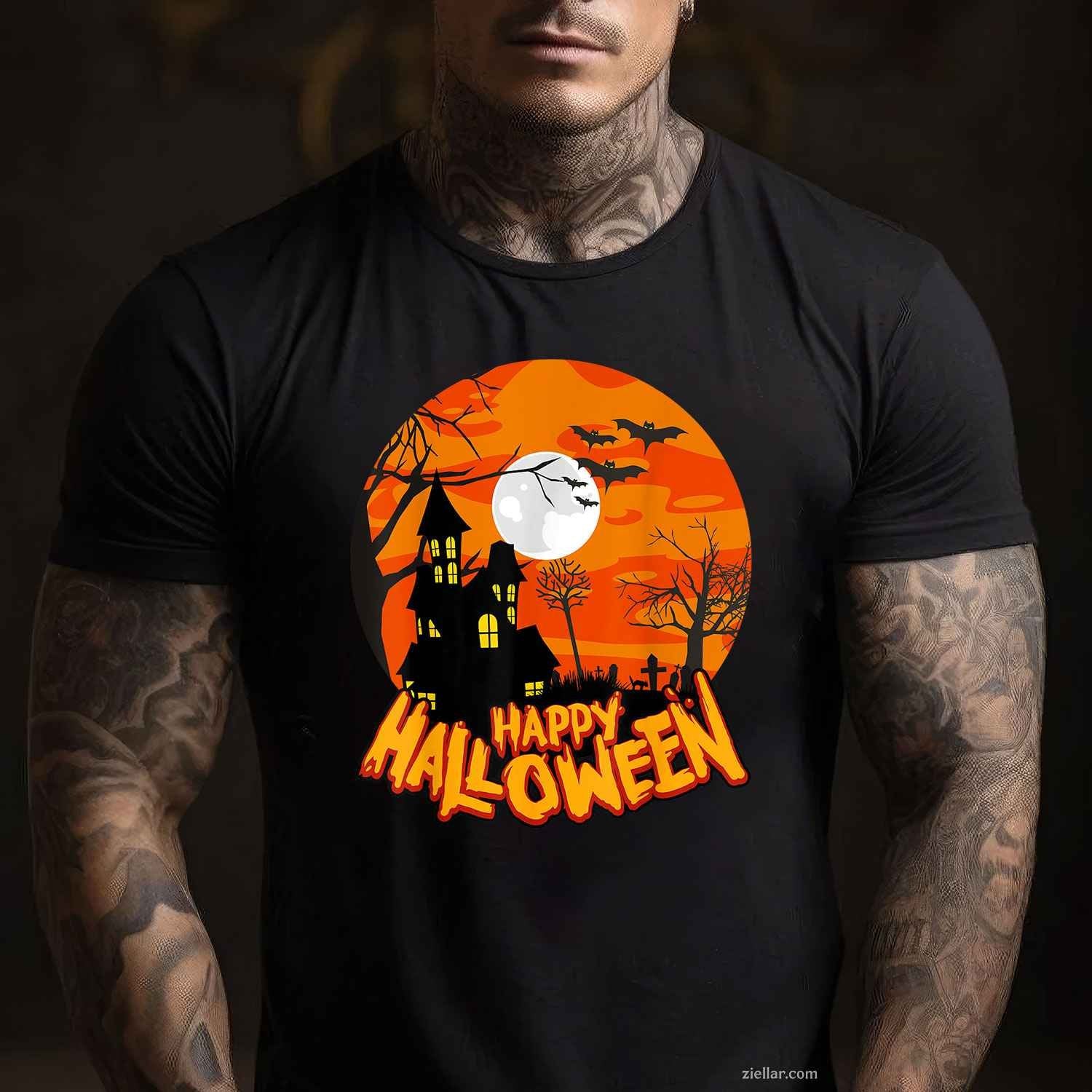 Happy Halloween Apparel - Halloween Tee, Halloween T-Shirt for Men Women Adults Unisex, Aesthetic Streetwear Top, Soft Cotton Premium Print