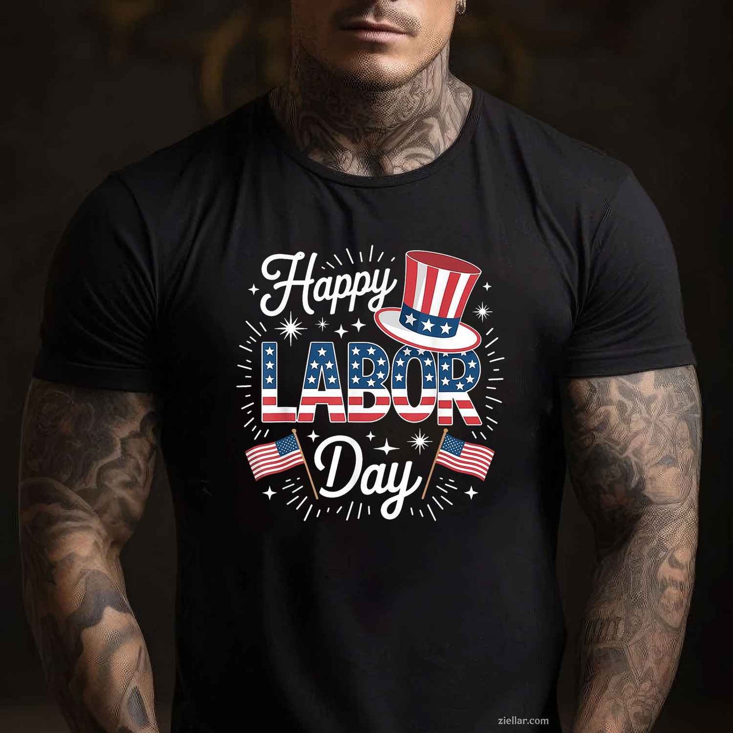 Happy Labor Day Patriotic Union Workers USA Flag Men Women T-Shirt Tee