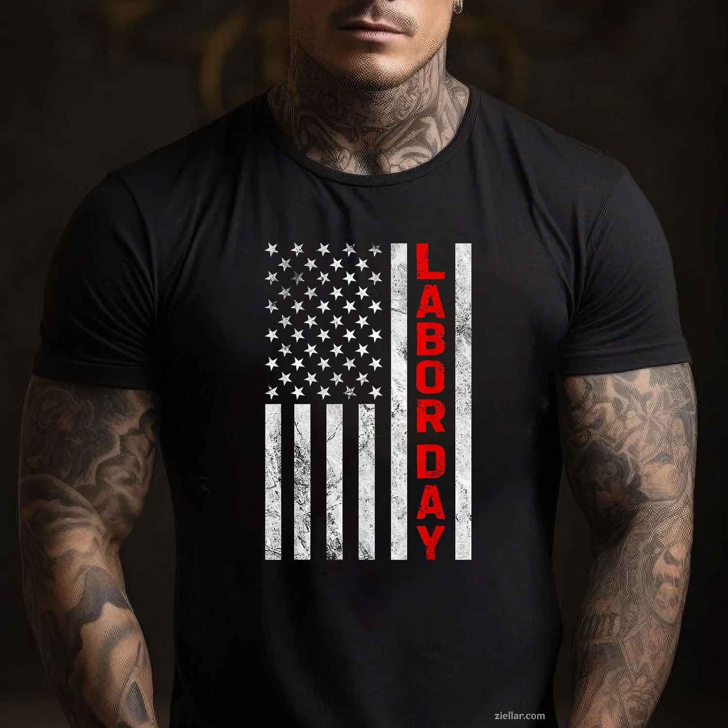 Happy Labor Day Men Women American Flag USA Labor Day T-Shirt Tee