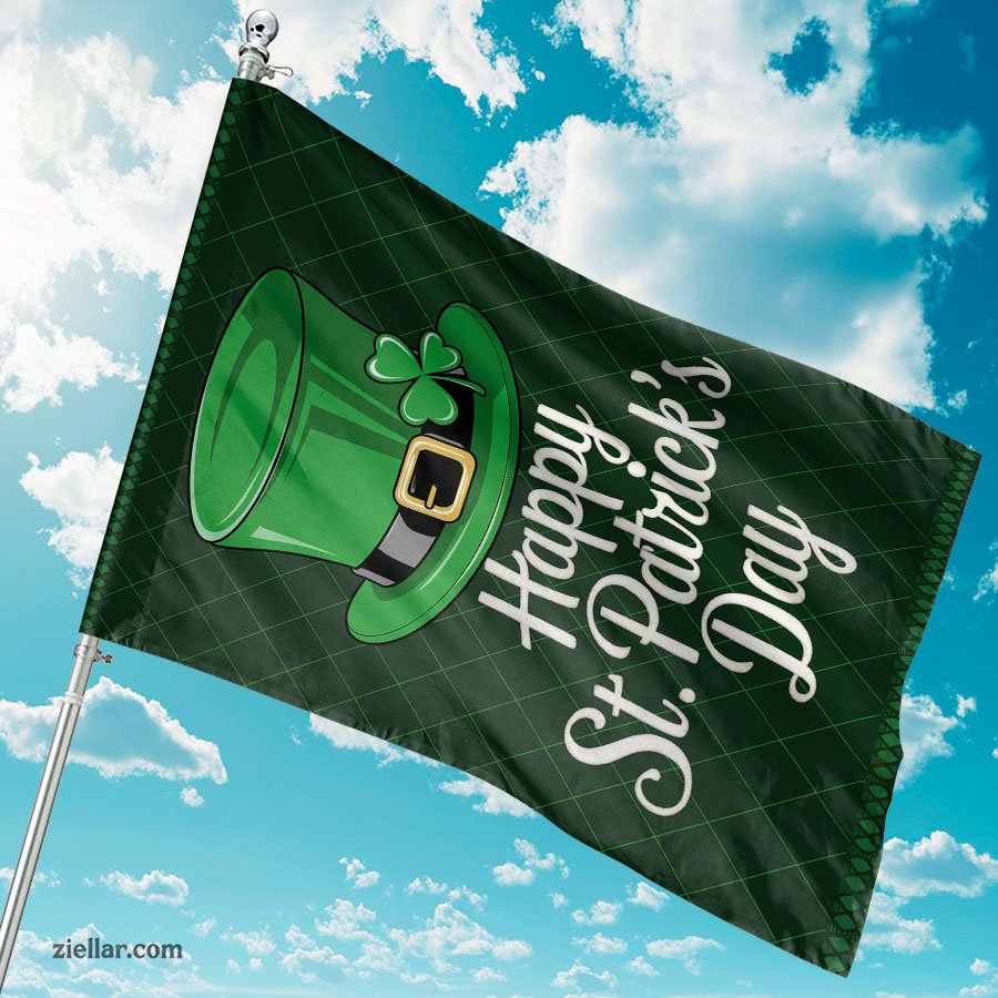 Happy St Patricks Day Garden Flag 12x18 Inch Shamrock Top Hat Irish Decor