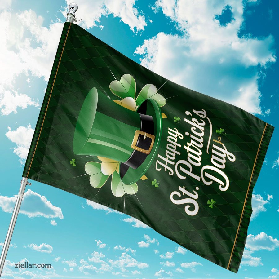 Happy St. Patrick's Day Garden Flag, Burlap Shamrock Outdoor Yard Decoration