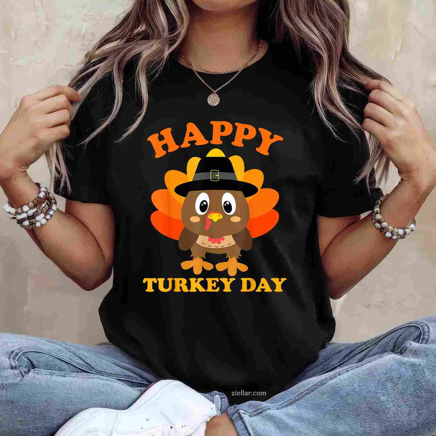 Happy Turkey Day Gifts Cute Thanksgiving Shirts Women Men T-Shirt and Tee for Adults Men Women Unisex