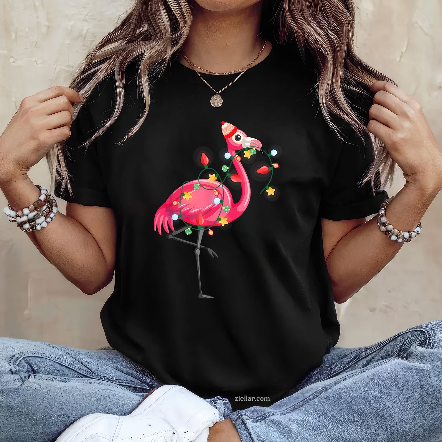 Hawaiian Summer Tropical Flamingo Funny Christmas In July TShirt