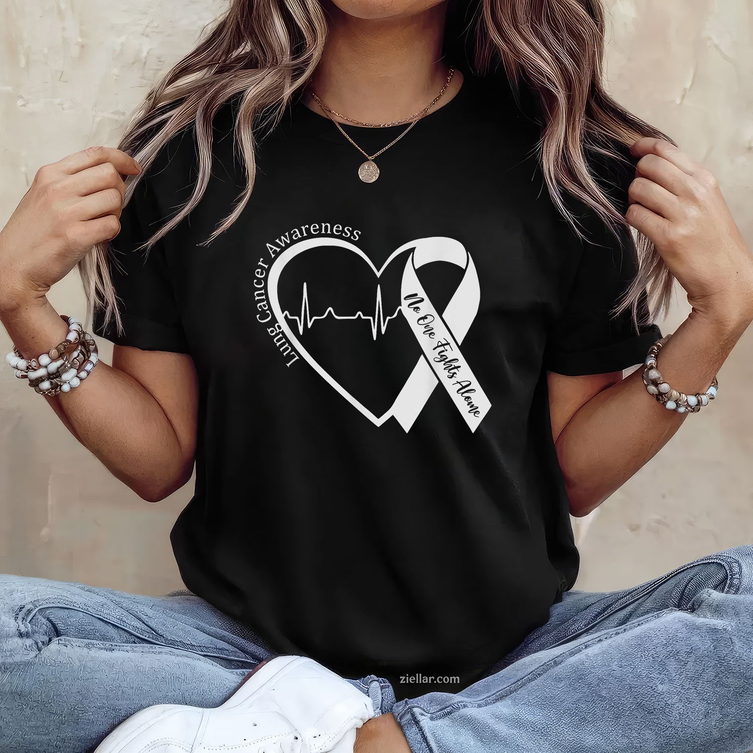 Heart White Ribbon Support T-Shirt
