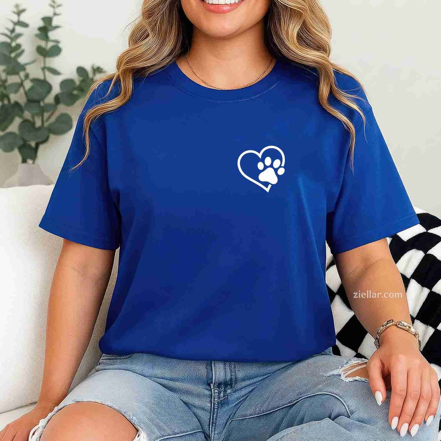 Heart With Paw For Cat Or Dog Lovers T-Shirt, Vintage Graphic Tee For Men Women Adults
