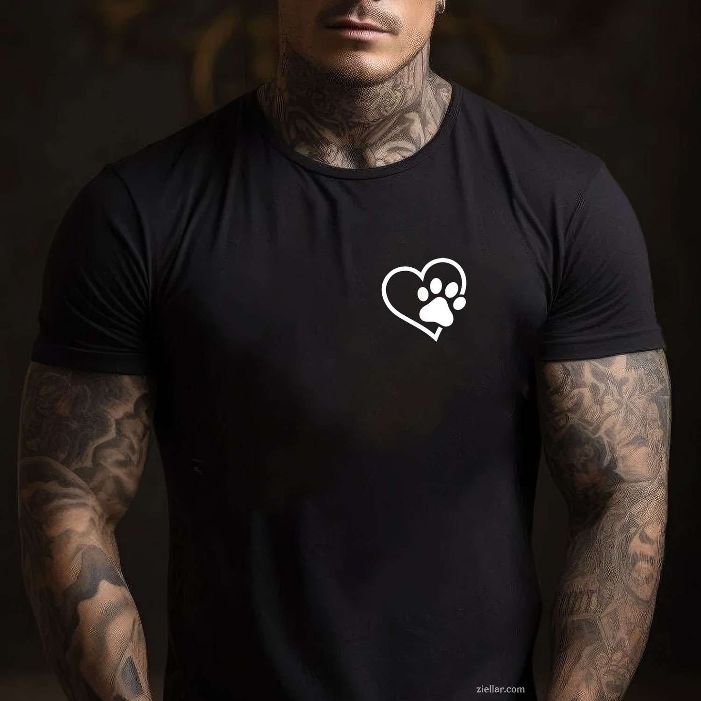 Heart With Paw For Cat Or Dog Lovers T-Shirt, Vintage Graphic Tee For Men Women Adults