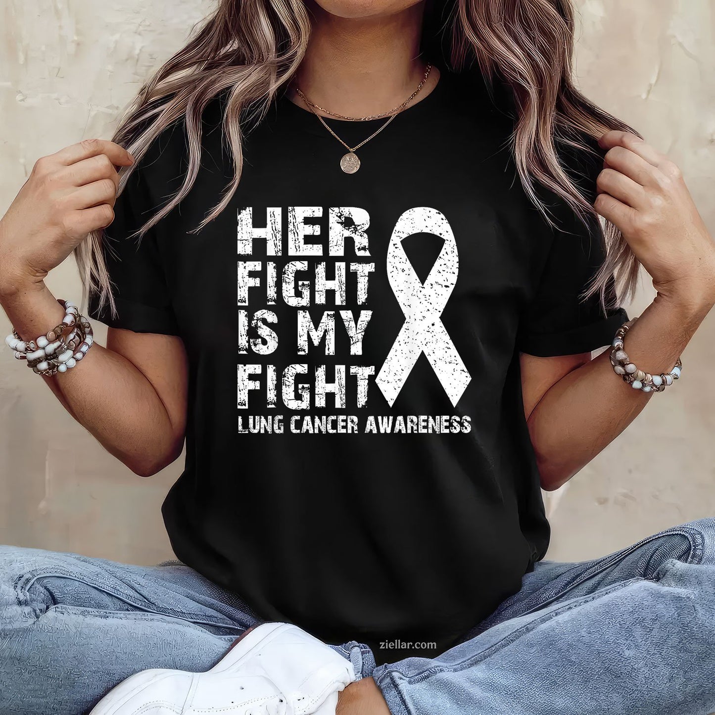 Her fight is my fight Lung cancer awareness Tees T-Shirt