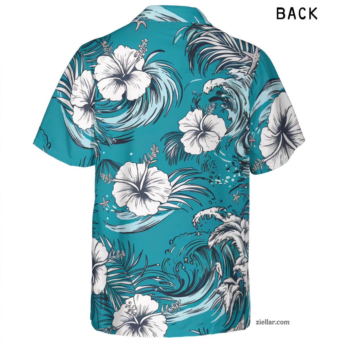 Hibiscus Leaf Print Hawaiian Shirt Tee, Aloha Turquoise Outfit for Men Women