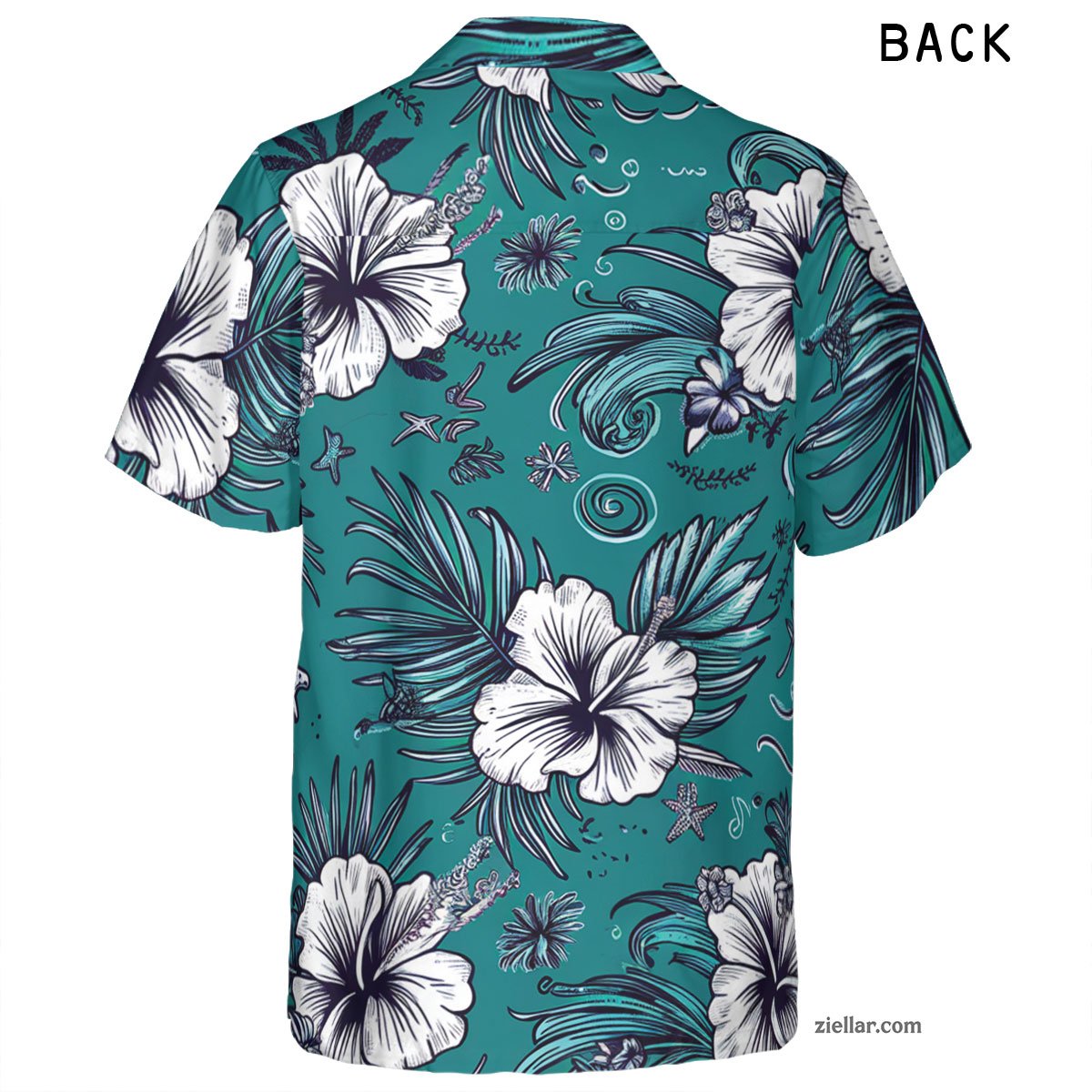 Hibiscus Palm Leaf Hawaiian Shirt and Tee, Stylish Summer Beachwear for Men