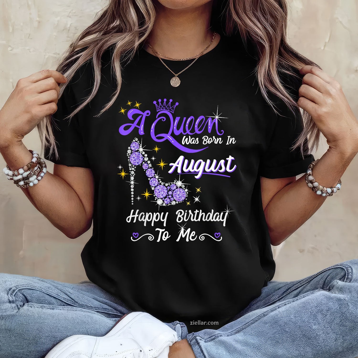 High Heel Queen Born in August Tee and T-Shirt, Birthday Gift T-Shirt for Women Adults