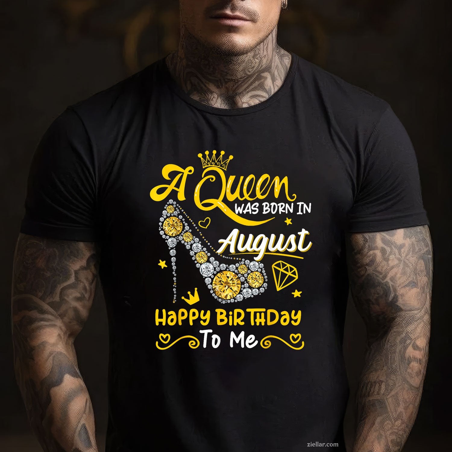 High Heel Birthday Queen Tee and T-Shirt, A Queen Was Born in August T-Shirt Gift for Women
