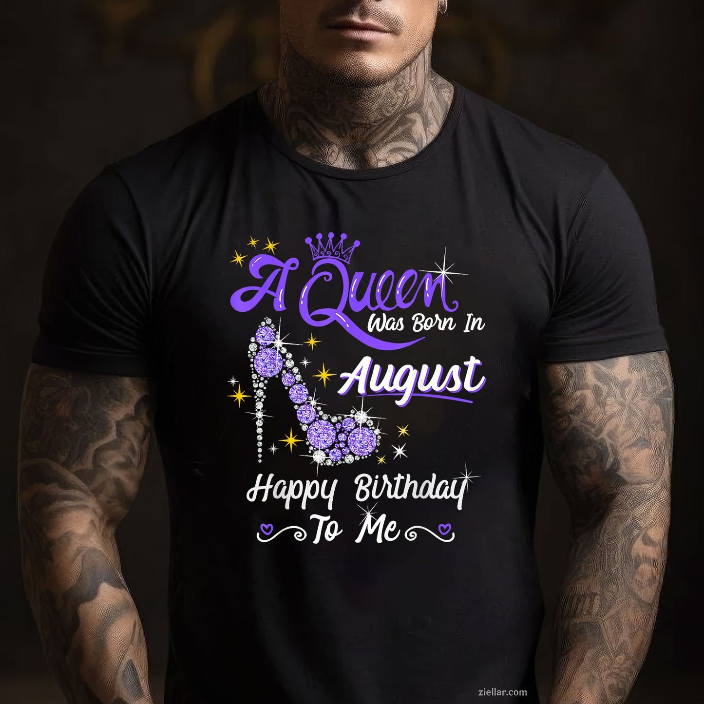 High Heel Queen Born in August Tee and T-Shirt, Birthday Gift T-Shirt for Women Adults