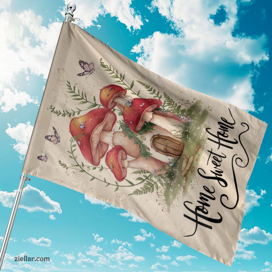 Home Sweet Home Garden Flag 12x18 Inch Double Sided Spring Mushroom Yard Decor