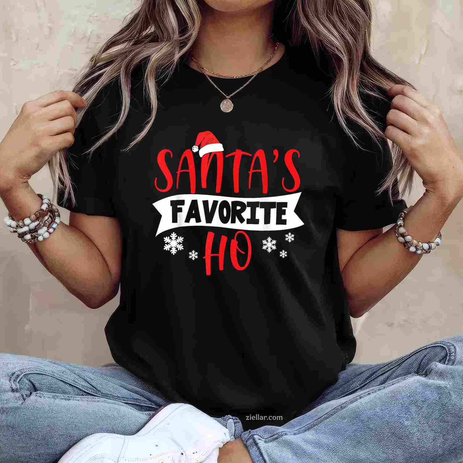 Hot Christmas Santas Favorite Ho T-Shirt, A Funny Christmas Adult Humor Santa Tee