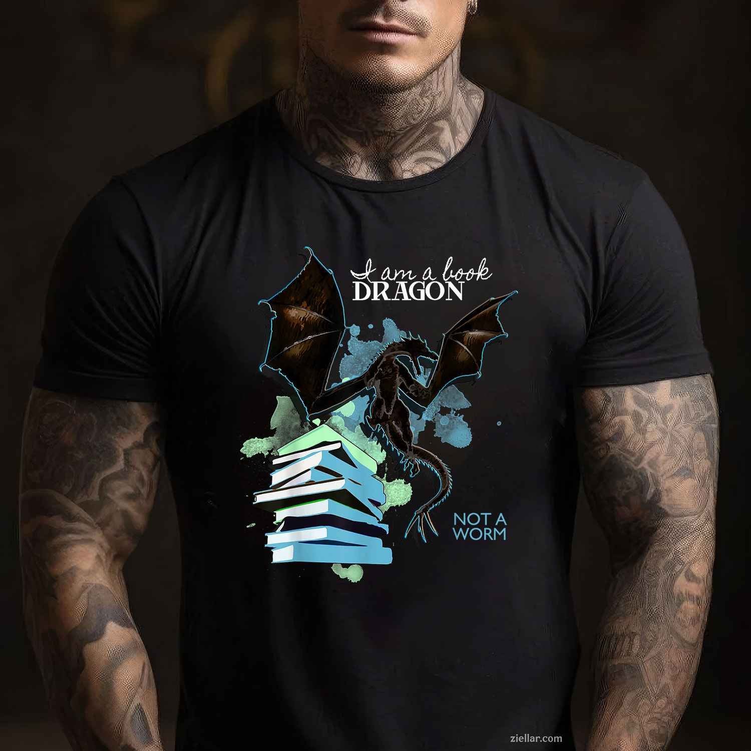 I Am A Book Dragon Not A Worm Funny Reading Lover Gift T-Shirt, Vintage Graphic Tee For Adults Men Women Unisex