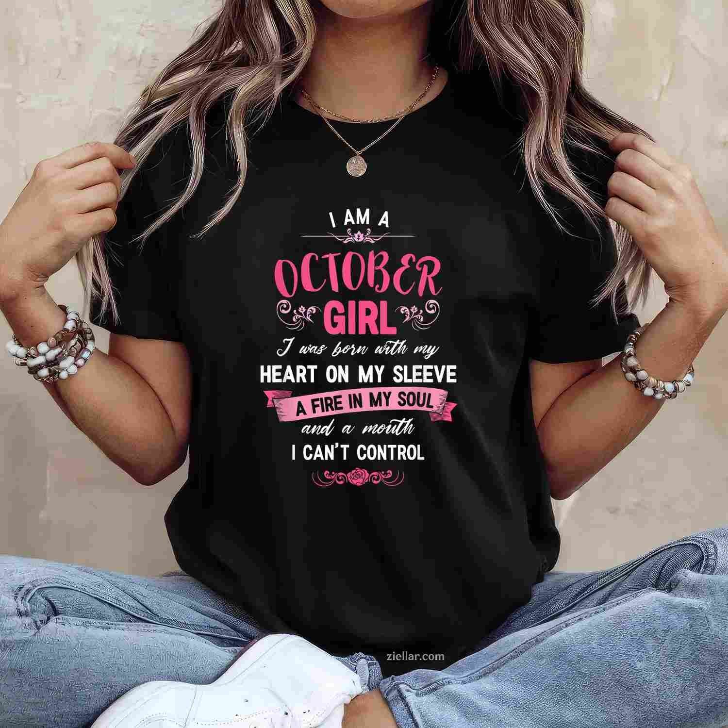 I Am A October Women Birthday Gifts Shirt Tee, Birthday T-Shirt for Men Women Adults Unisex, Trendy Graphic Apparel, Unique Gift Idea