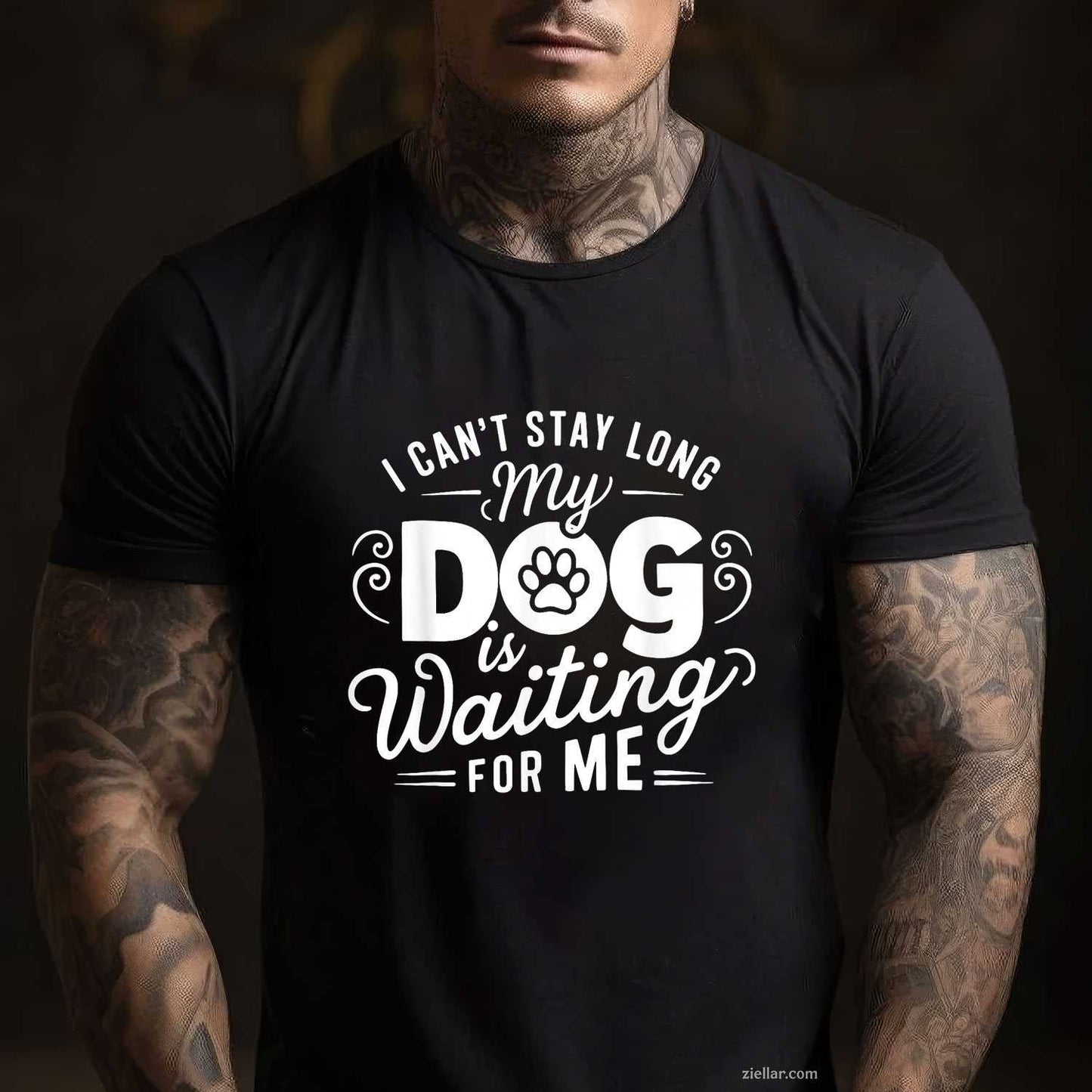 I Can'T Stay Long. My Dog Is Waiting For Me T-Shirt, Funny Graphic Tee For Dog Lover Adults Unisex