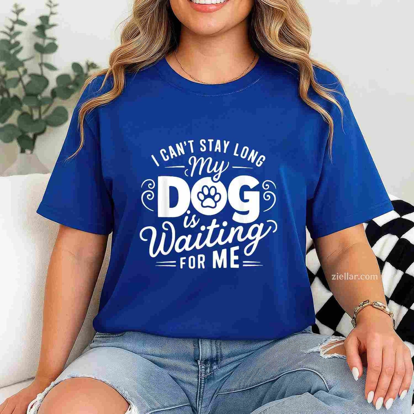 I Can'T Stay Long. My Dog Is Waiting For Me T-Shirt, Funny Graphic Tee For Dog Lover Adults Unisex