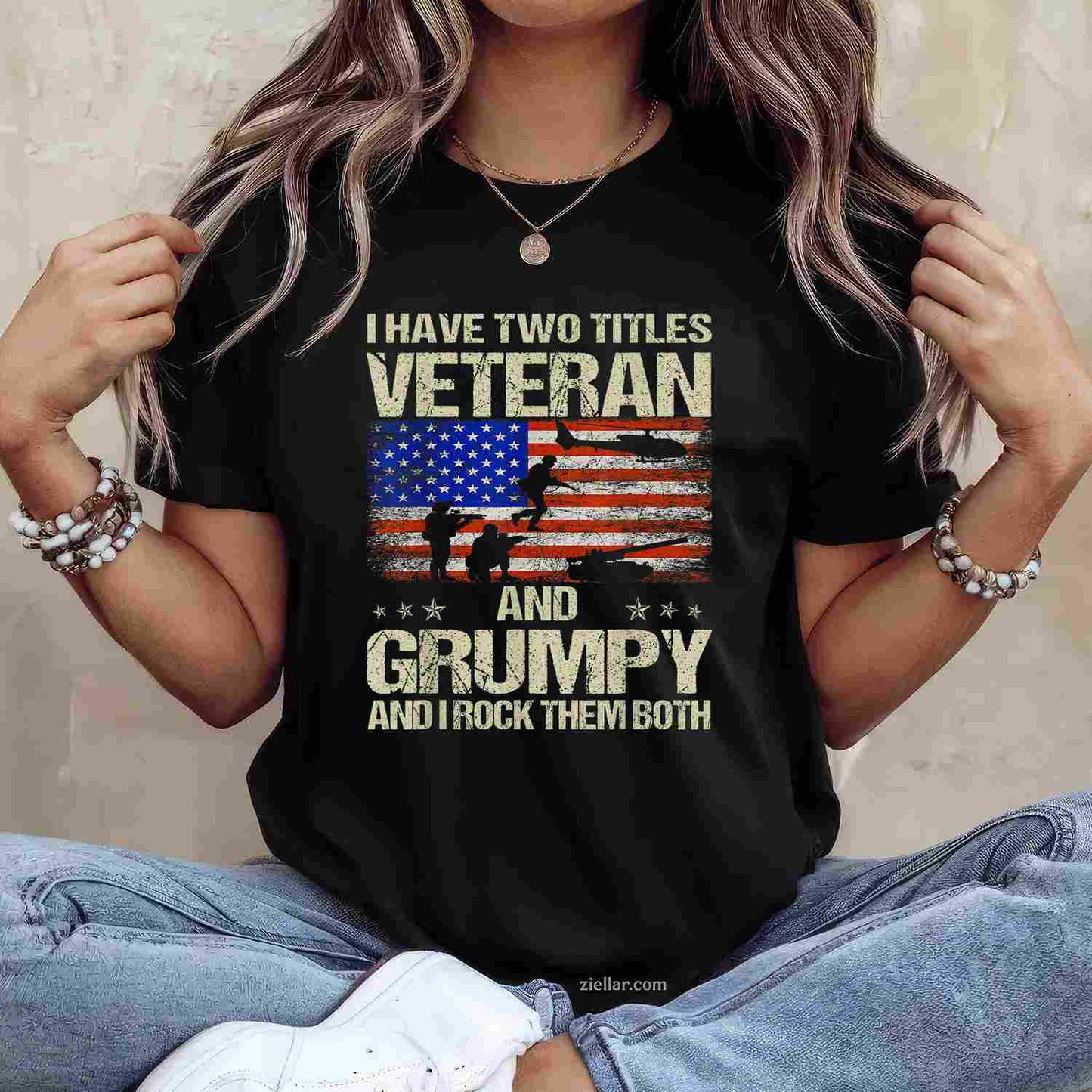 I Have Two Titles Veteran And Grumpy Funny Dad T-Shirt And Tee For Men