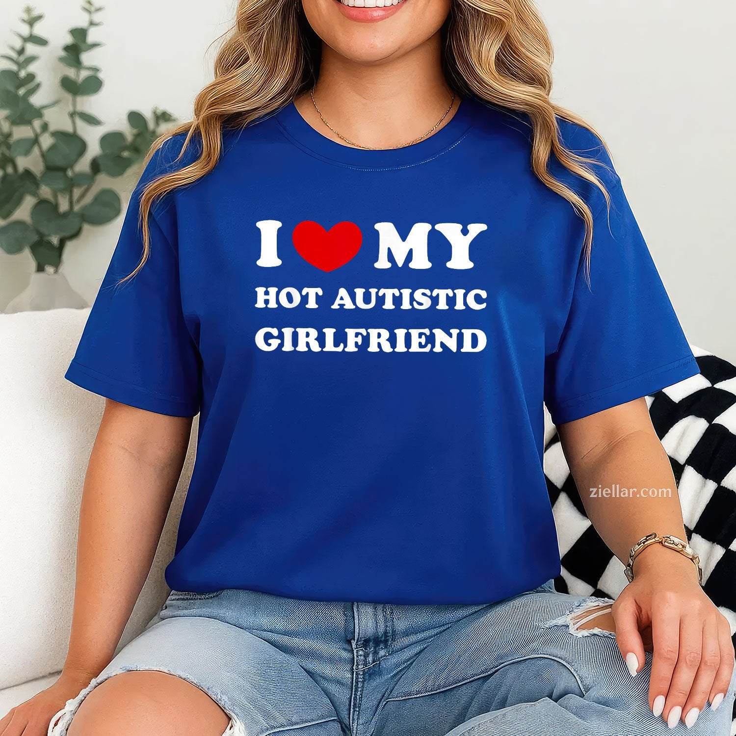 I Love My Hot Autistic Girlfriend I Heart My Autistic GF Tee and T-Shirt, Funny Relationship Gift T-Shirt for Couples and Adults