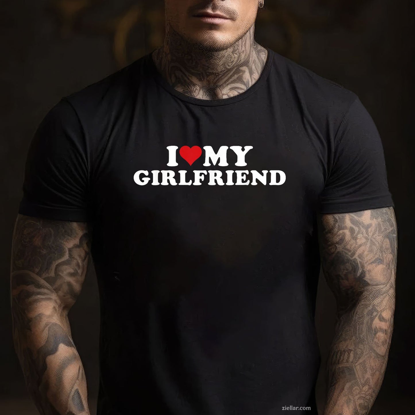 I Love My Hot Girlfriend I Heart My Hot Girlfriend GF Tee and T-Shirt, Funny Relationship Gift T-Shirt for Couples and Adults