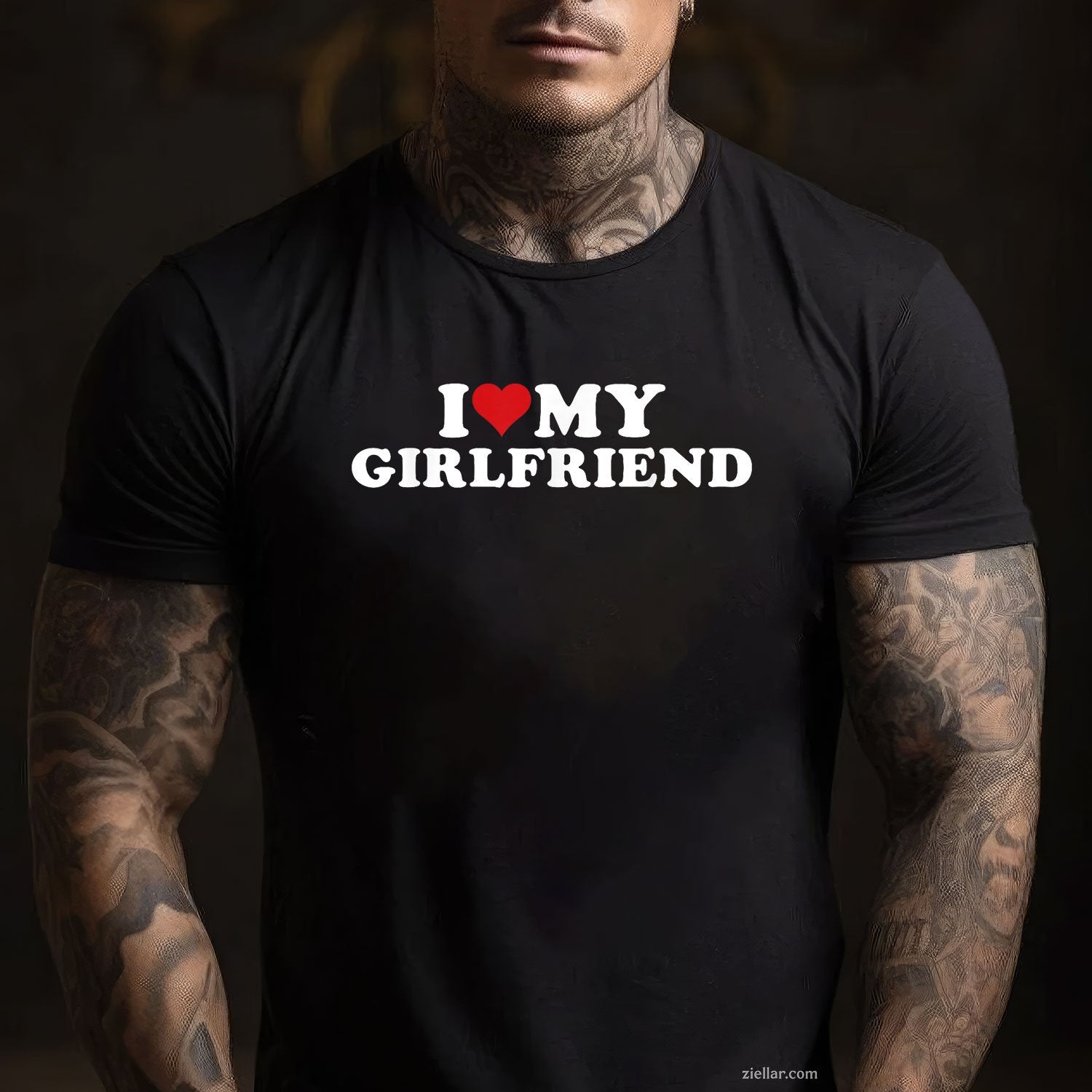 I Love My Hot Girlfriend I Heart My Hot Girlfriend GF Tee and T-Shirt, Funny Relationship Gift T-Shirt for Couples and Adults