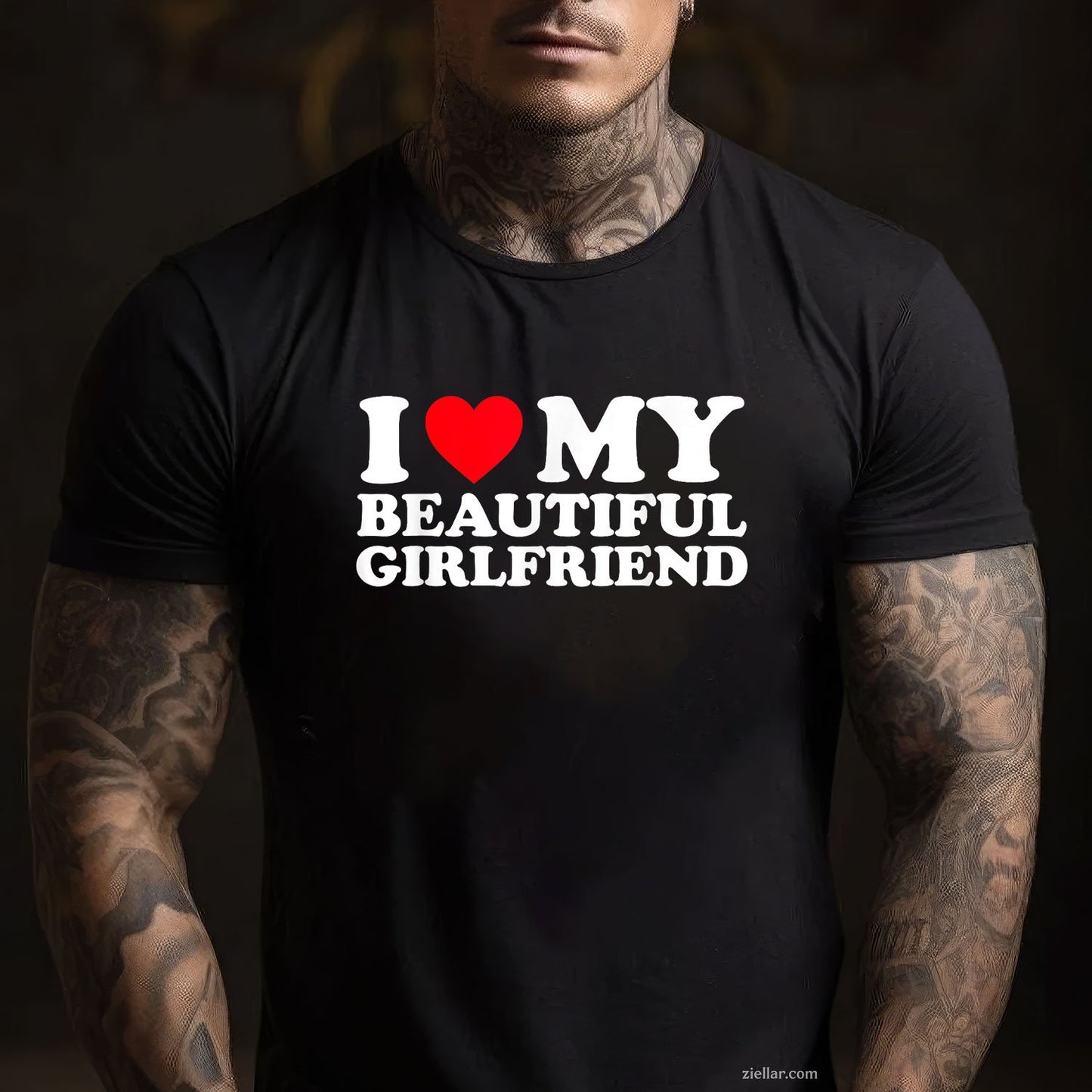 I Love My Beautiful Girlfriend Shirt I Heart My Beautiful GF Tee and T-Shirt, Funny Relationship Gift T-Shirt for Couples and Adults