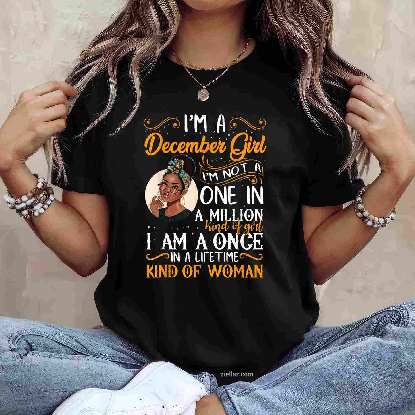 I'M A December Girl Black Women Sagittarius Birthday T-Shirt_ Zodiac Sign Tee, Perfect Birthday Gift