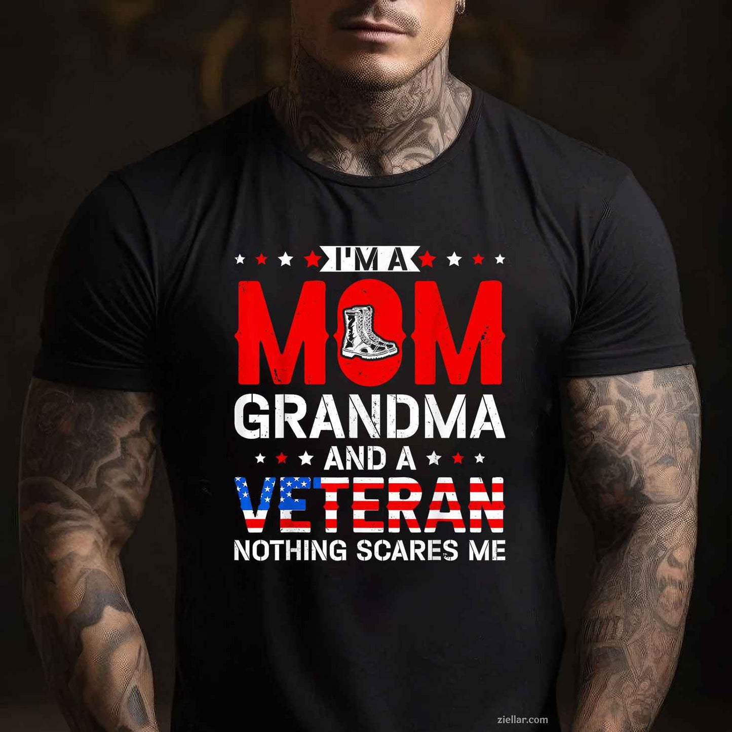 I'M A Mom, Grandma And A Veteran_ A Funny Female Veteran Grandma T-Shirt And Tee For Women