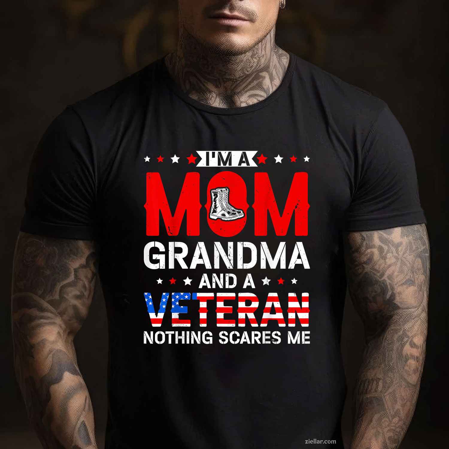 I'M A Mom, Grandma And A Veteran_ A Funny Female Veteran Grandma T-Shirt And Tee For Women