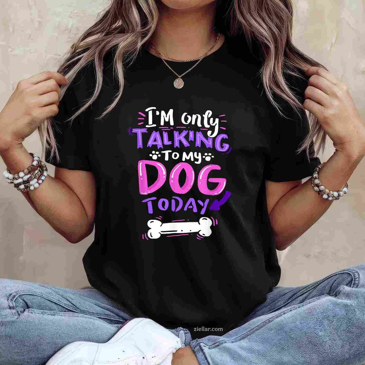 I'M Only Talking To My Dog Today T-Shirt, Dog Lover Gift Vintage Graphic Tee For Adults Men Women