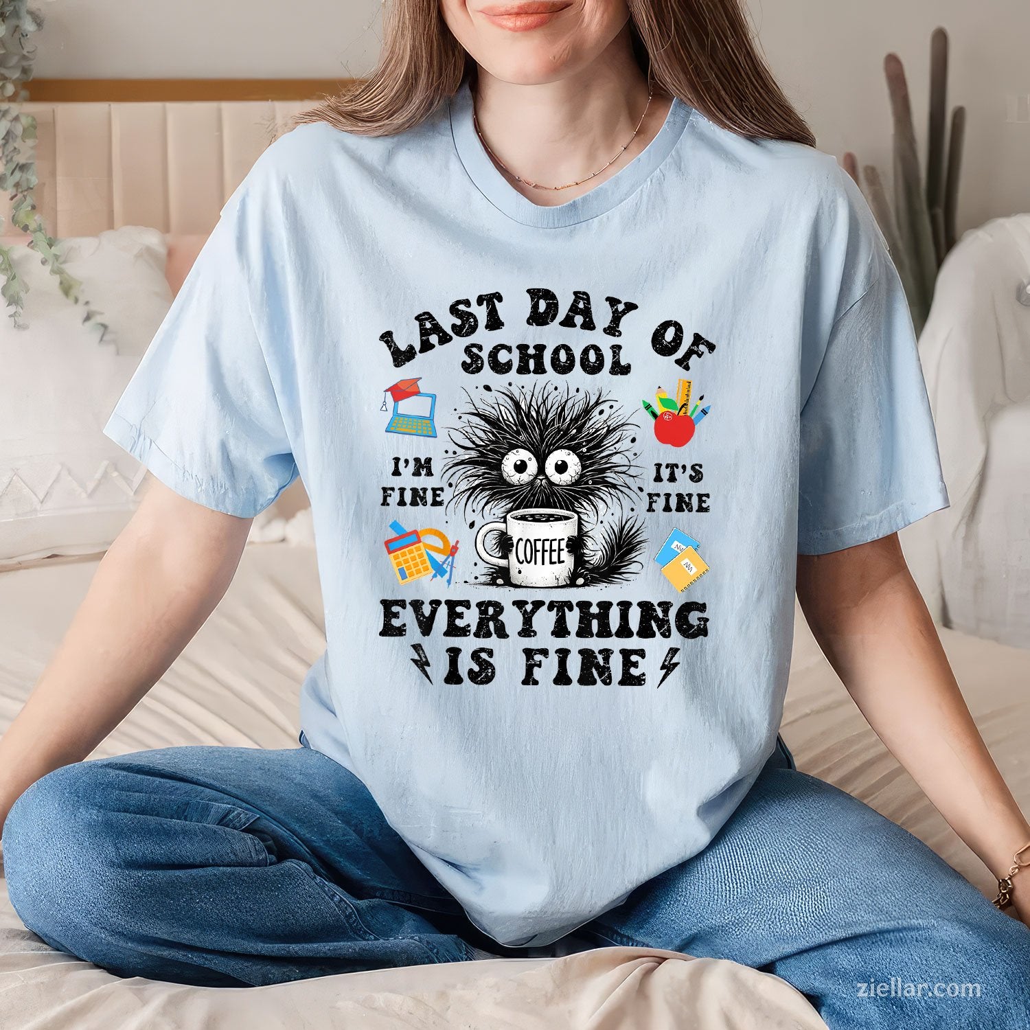 I Survived School Year Tee and T-Shirt, Funny Cat T-Shirt Gift for Last Day of School Adults