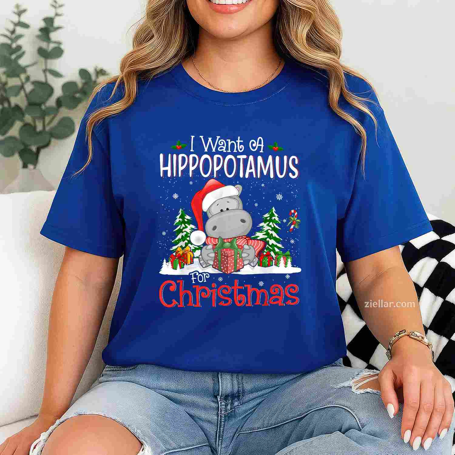 I Want A Hippopotamus For Christmas Xmas Hippo For Women T-Shirt, A Funny Hippopotamus For Christmas Hippo Tee