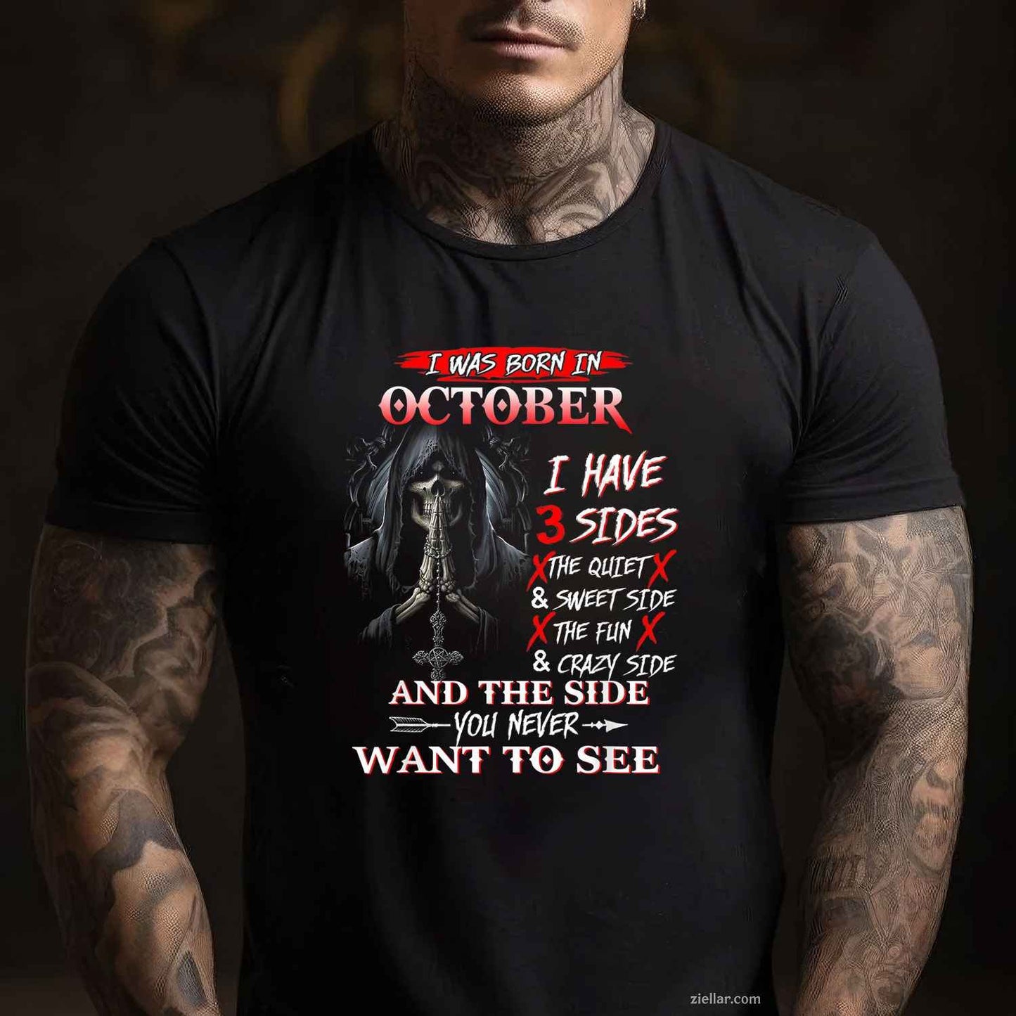 I Was Born In October I Have 3 Sides The Quiet And Sweet T-Shirt and Tee for Adults Men Women Unisex