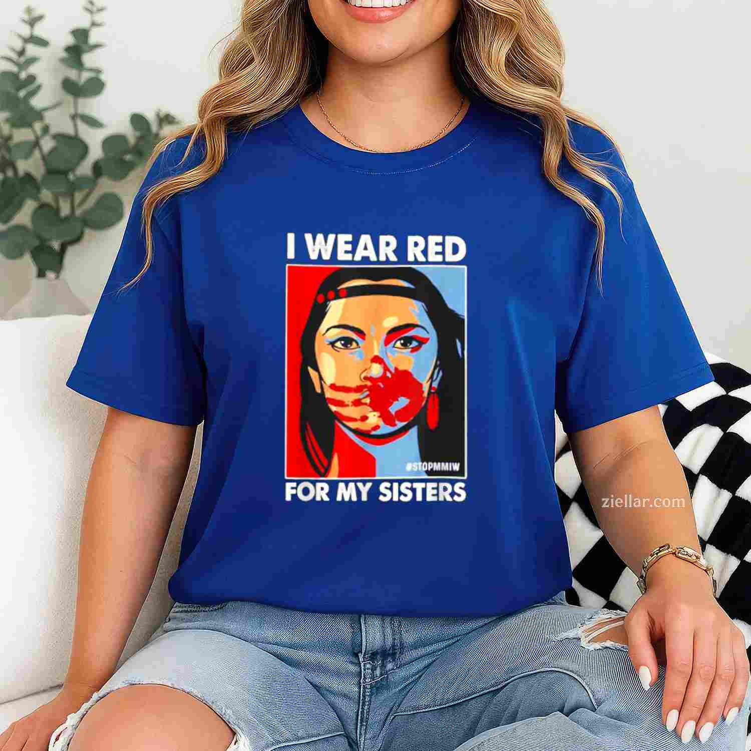 I Wear Red For My Sister, A Native American Stop Mmiw T-Shirt And Tee For Adults