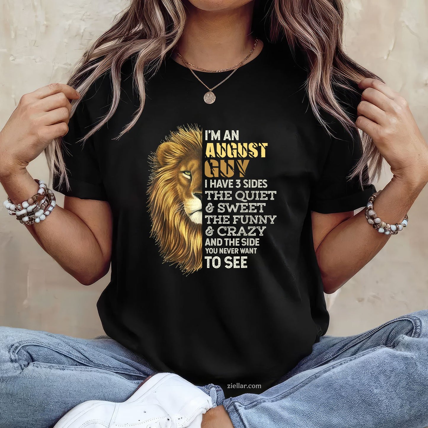 I’m an August Guy Tee and T-Shirt, 3 Sides Funny Leo Birthday T-Shirt Gift for Men Adults