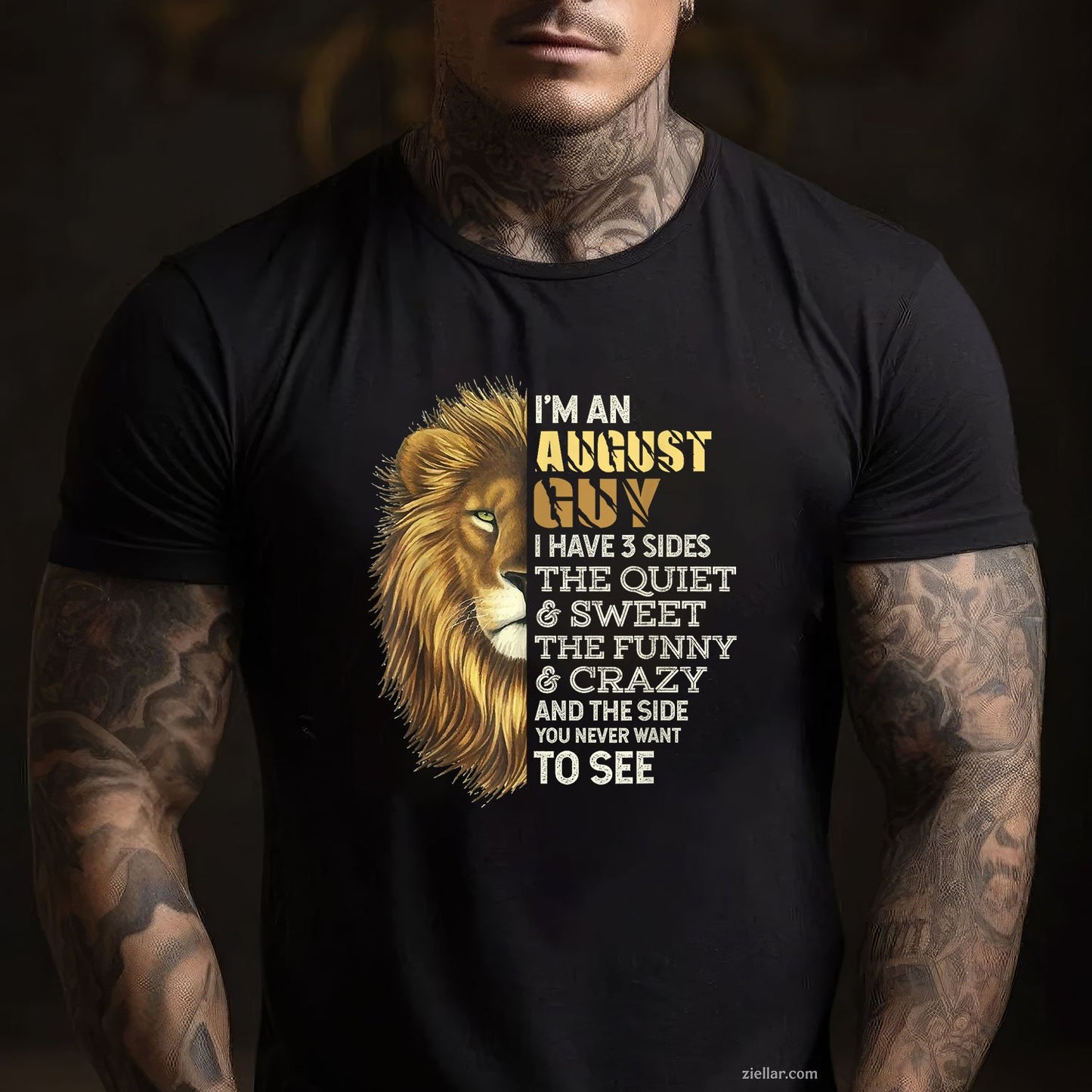 I’m an August Guy Tee and T-Shirt, 3 Sides Funny Leo Birthday T-Shirt Gift for Men Adults