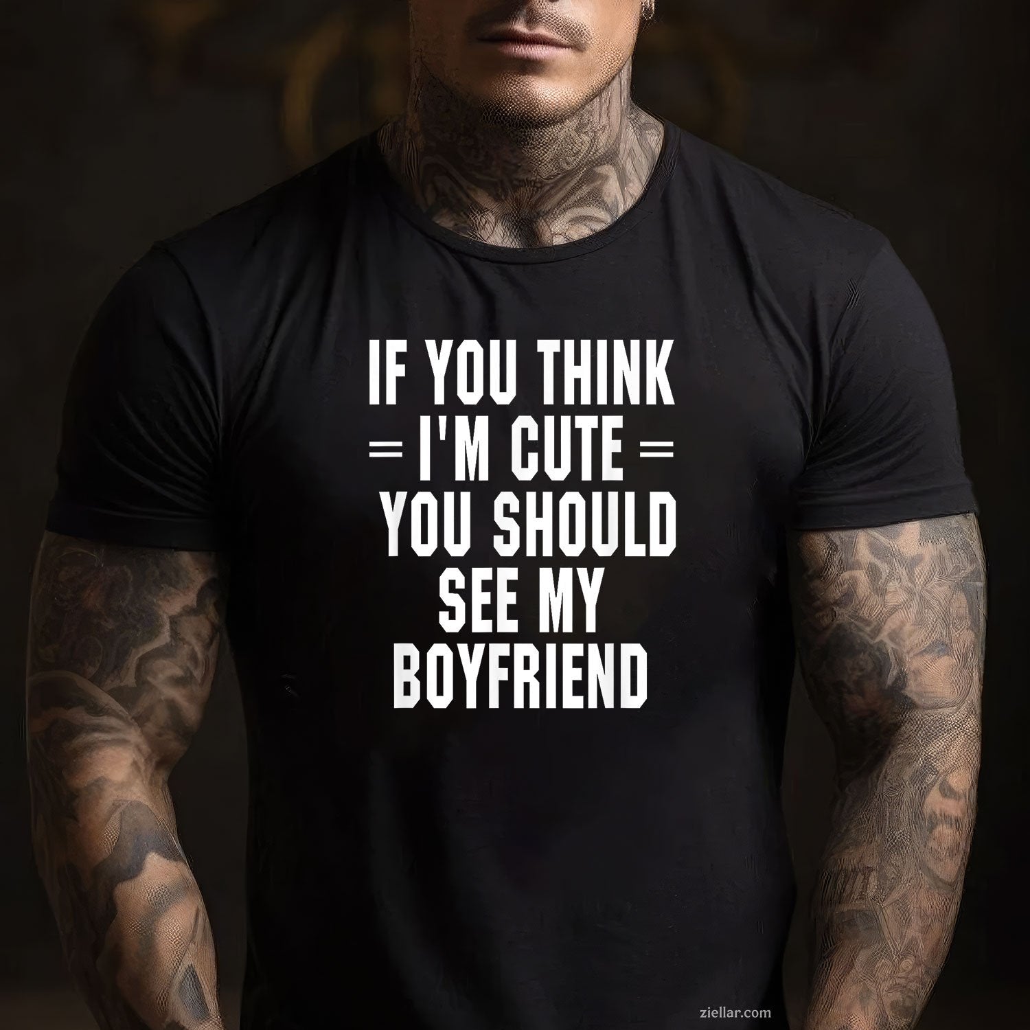 If You Think I'm Cute You Should See My Boyfriend Tee and T-Shirt, Funny Relationship Gift T-Shirt for Couples and Adults