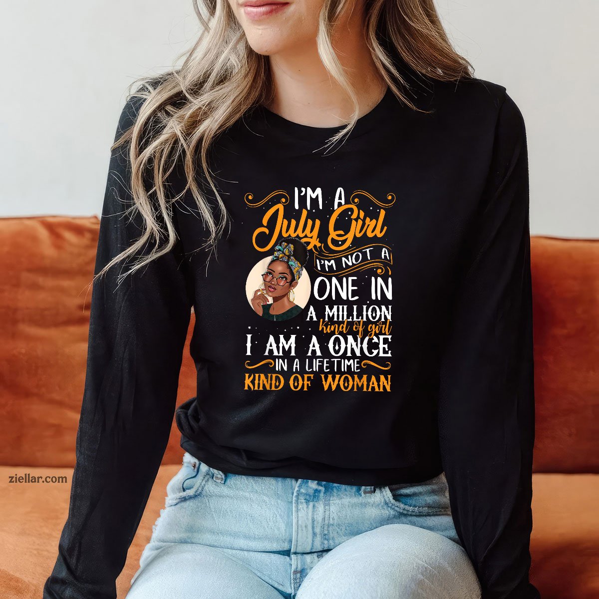 I'm A July Girl Black Women Cancer Long Sleeve Shirt, Patriotic USA Independence Day Gift