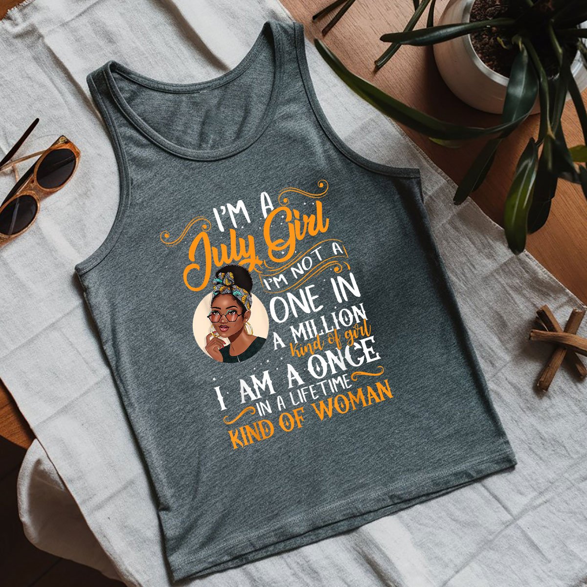 I'm A July Girl Black Women Cancer Tank Top Shirt, Patriotic USA Independence Day Gift