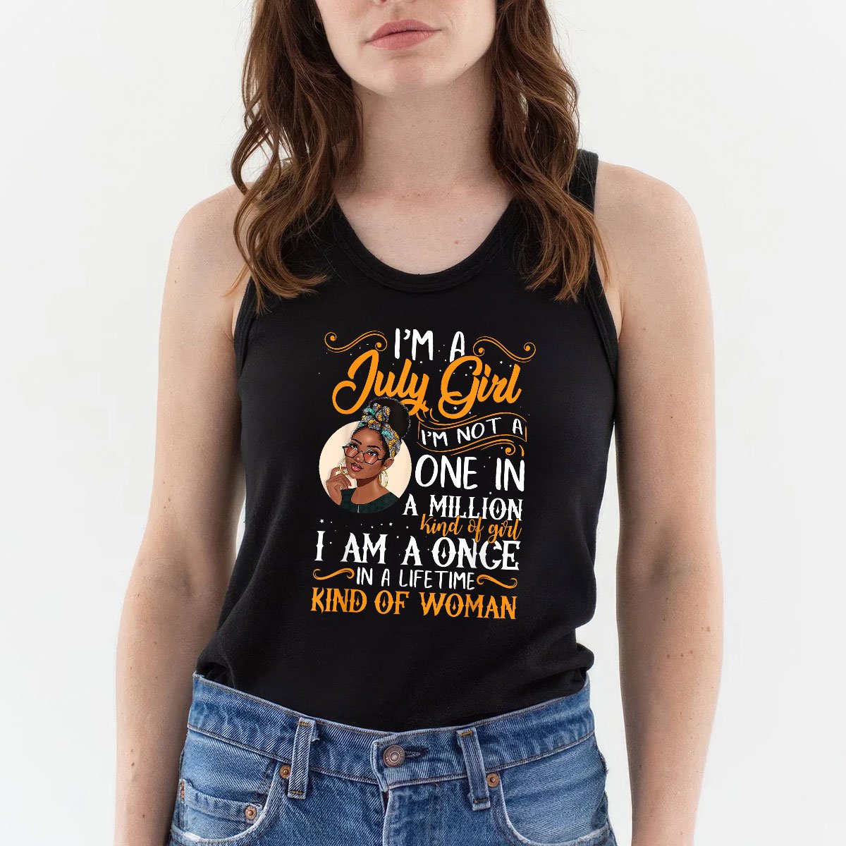 I'm A July Girl Black Women Cancer Tank Top Shirt, Patriotic USA Independence Day Gift