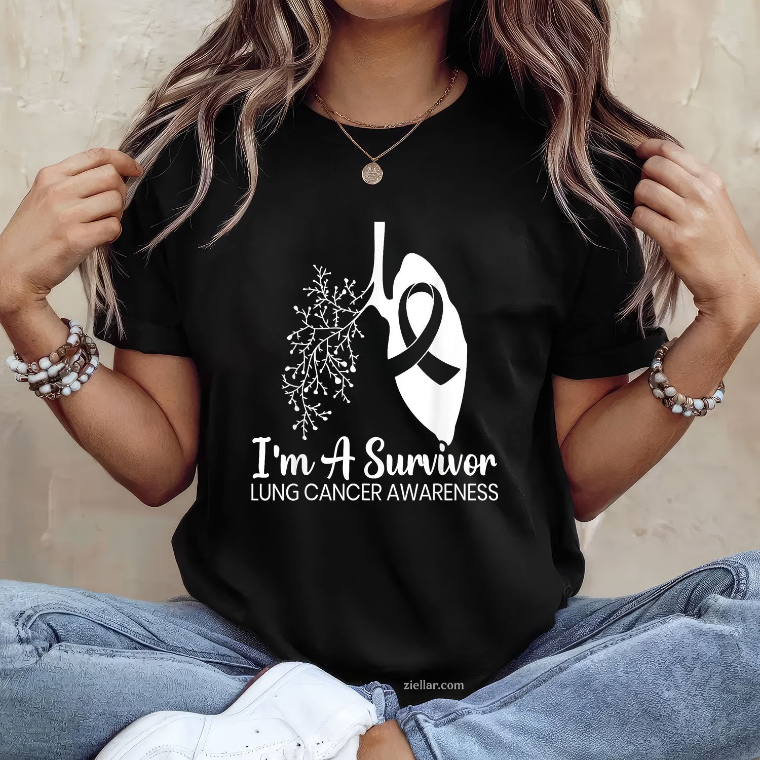 I'm A Survivor Lung Cancer Awareness Month White Ribbon T-Shirt