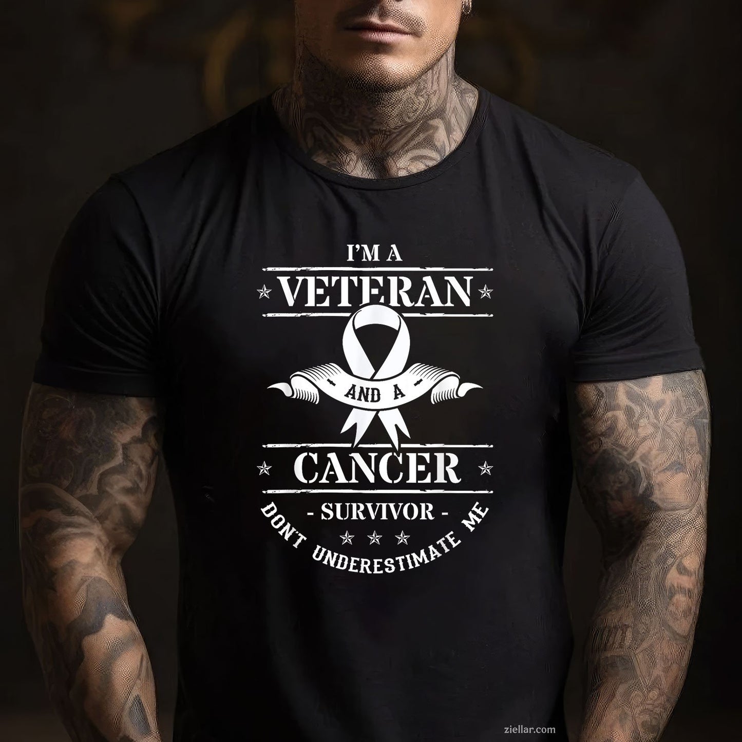 I'm A Veteran And A Cancer Survivor Don't Underestimate Me Tee and T-Shirt, Lung Cancer Awareness Support T-Shirt for Men and Women Adults