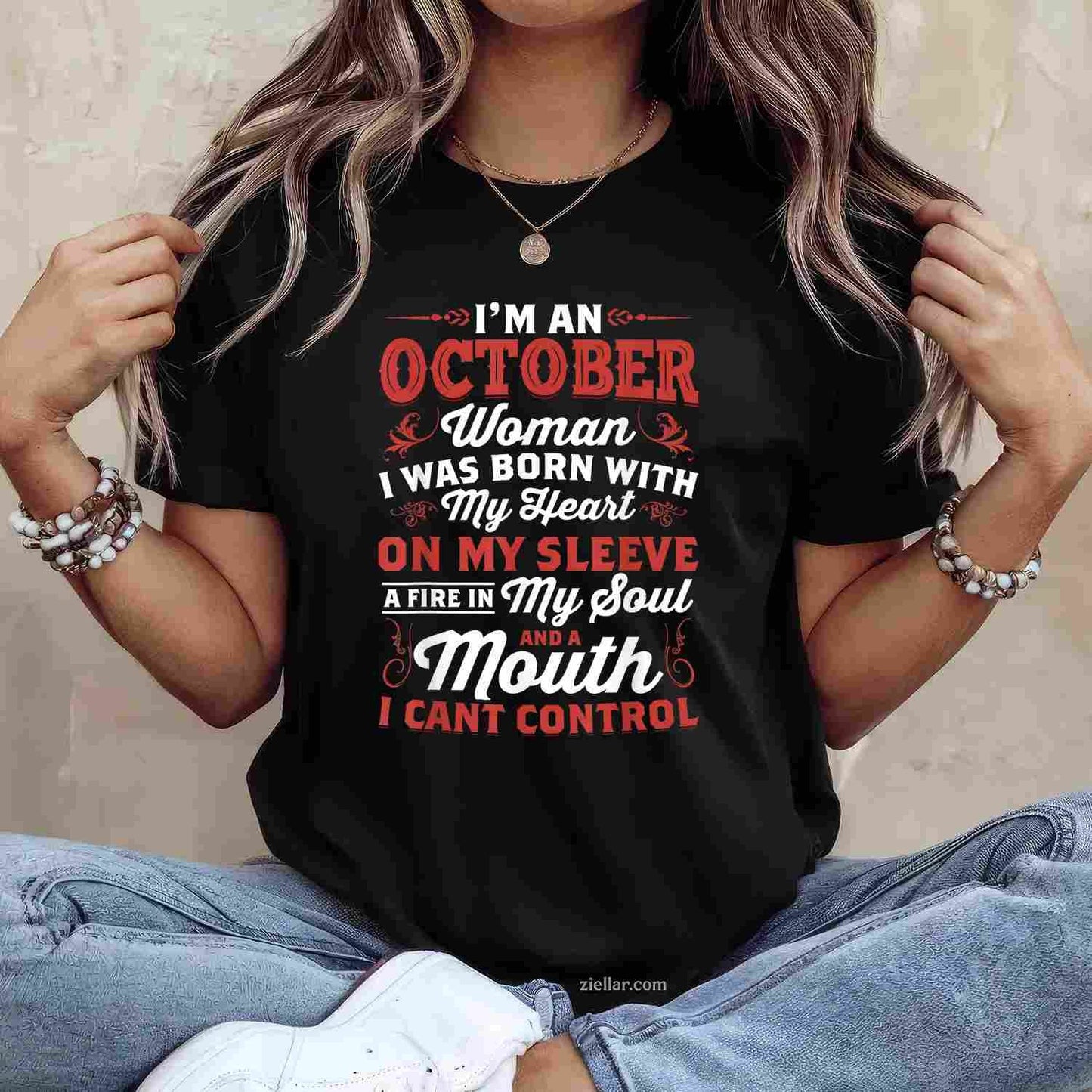 I'm An October Women Queen Born In October Tee, Birthday T-Shirt for Men Women Adults Unisex, Vintage Retro Graphic, Funny Novelty Gift